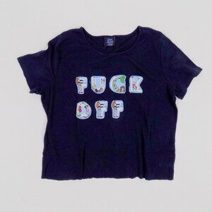 upcycled handmade reworked f off f you ribbed tee y2k 90s baby funny